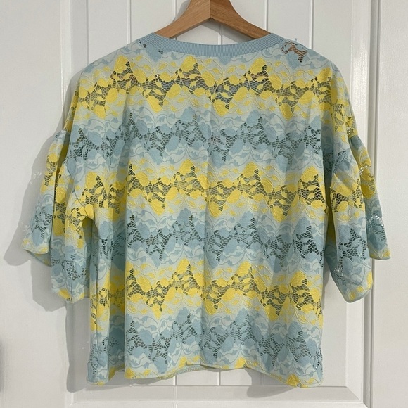 NWT Zara Blue & Yellow Lace Top - Picture 4 of 4